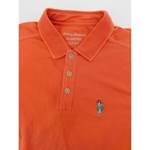 Men's Tommy Bahama Islandzone Supima Size Small Coral Hula Girl Polo Shirt